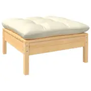 Garden Footstool with Cream Cushion Solid Pinewood vidaXL