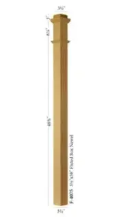 F-4075S Fluted Solid Red Oak Plain Box Newel Post