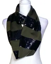 *NWT* Alice+Olivia Women's Infinity Scarf Dark Green w/Black Sequins, OS