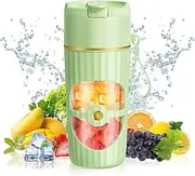Glass Portable Blender for Smoothies and Shakes - USB-C Rechargeable, 15oz/450ml Mini Cordless Personal Smoothies Maker for Fruit Mixing, Ideal for Home, Travel, Beach, Office, and Sports Use (Green)