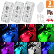 3pcs Multi-color LED Lights Automotive Atmospheric Environment Light Night Light (for: Renault)