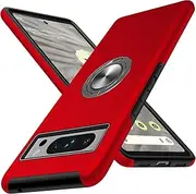 ELEPIK Invisible-Stand Series for Google Pixel 7 Pro Case with Ring Holder Kickstand, [Military Grade Drop Protection] Slim Phone Case, Red