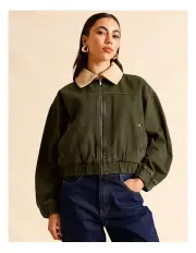 [Piper] Barn Cord Collar Jacket in Khaki