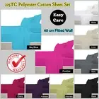 40cm Wall - 225TC Poly Cotton Sheet Set - SINGLE King Single DOUBLE QUEEN KING
