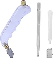 Baxnore Oil Glass Cutter, Tungsten Steel 45 Steel Roller Head with 6 to 20 mm Cutting Range, Professional Glass Cutting Tool Kit Includes Marking Pen Suction Pipe