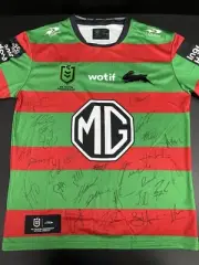 NRL SOUTH SYDNEY RABBITOHS HAND SIGNED 24 SQUAD JERSEY - Mitchell Walker Murray