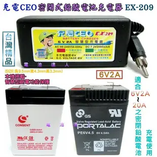 《充電CEO》6V電池 充電器 適用:6V4.5AH 6V7AH 6V10AH 6V12AH 神戶 廣隆 GS統力 湯淺