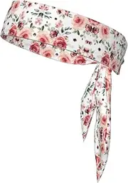 Blossoming Rose Flowers Sports Strap Double-Sided Headscarf Men's Bow Tie Sports Headscarf Running Yoga Exercise Headband