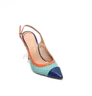 Isabelle 135a Multi-Color Leather Pointy Heel Slingbacks Pumps 39.5 / US 9.5