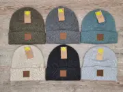 C.C Exclusive Heather Knit Soft Warm Beanie Hat with Suede Logo Patch