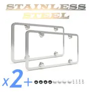 2Pcs electroplated Stainless Steel Metal License Plate Frame Tag With Screw Caps (for: Subaru)