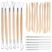 1X(Pottery Clay Sculpting Tools, 22Pcs Wooden Handle Pottery Carving Tools3864