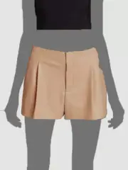$275 Alice + Olivia Women Beige Steffie Vegan Leather Shorts Size 10