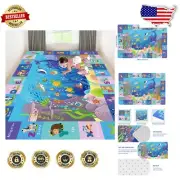 Large Animal Print Kids Play Rug - Non-Toxic Educational Nursery Mat 110.2x78.7
