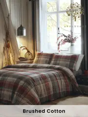 Appletree Connolly Check Brushed Red 100% Cotton Duvet Cover and Pillowcase Set (T13950) | $69 - $138