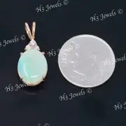14k Rose gold Natural Diamond and Oval shape Australian Opal pendant 2.50 ct