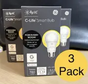 3 Pack Smart Light Bulbs LED GOOGLE Dimmable Daylight A19 Brightness 760 Lumens