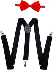 [yuksok] Mens Suspenders with Bow Tie Set Pants Suspenders for Jeans Formal Wear Wedding
