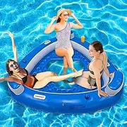 Vaygway Inflatable Floating Island Pool Float –Comfortable Relaxation Inflatable Floating Lake Pool Lounger Raft Water Float for River Beach Tanning Floating