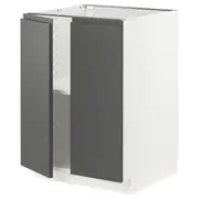 METOD base cabinet with shelves/2 doors, white/Voxtorp dark grey, 60x60x80 cm
