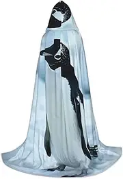 VPPUR Penguin Print Unisex Hooded Cloak For Carnival Theme Party Decorations Witch Costume Cosplay