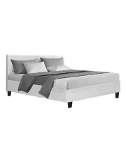 [Artiss] Leather Neo Bed Frame Double Size in White
