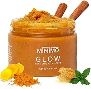 Lemon Cake- Minimo Glow Skin Brightening Facial Scrub and Mask with Turmeric & Raw Manuka Honey, Bleach Free, Body Scrub, Fades Dark Spots, Acne Scars, Discoloration, Hyper Pigmentation