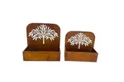 Willow & Silk Set/2 Nested Rust 'Tree' Wall/Floor Planters Garden Decor 21x50cm