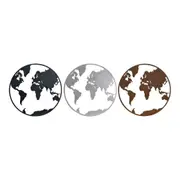 Decorative Figure Dkd Home Decor World Map Black Copper White 60 x 1 x 60 Cm 3 Pieces