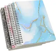 DUOMIAO Spiral Notebook, 4 Pcs A5 Marble Design Thick Hardcover 7mm College Ruled 80 Sheets -160 Pages Journals for Study and Notes (4 Style A5) (Colorful)