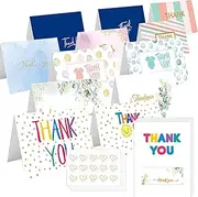 Elegauit Thank You Cards 48 Pack, 4” x 6” Greeting Card with Envelopes Stickers Blank Cards Assortment for Family Friends Classmates Gift Decorations