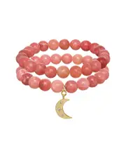 Rachel Reinhardt 14K Plated Jasper CZ Moon Pendant Bracelet