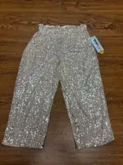Cat & Jack silver sequins girls pants XS 4/5