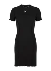 Palm Angels Logo-embroidered Stretch-cotton Mini Dress - Black And White - M (UK12 / M) M (UK12 / M)