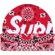Supreme Big Logo Bandana Beanie Hat Red Supreme Streetwear