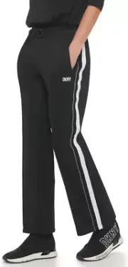 NWT! DKNY Sport Women's Sz XS High-Rise Side-Stripe Drawstring Logo Track Pants
