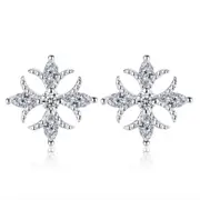 3PCS Silver plating Stud Earrings Retro Simple Flower Ear Jewellery