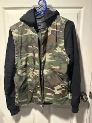 Brixton Mens Abraham Long Sleeve Jacket Canvas Camo Size Med Quilted Lining