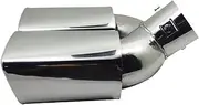 Car Silencers Exhaust Tip Universal Double Outlet Nozzle Rear Muffler Tip Stainless Steel Square Mouth Exhaust Pipe Muffler Exhaust Muffler(Silver Curved)