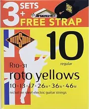 Rotosound R10-31 Electric Guitar Strings with Strap (Pack of 3)