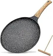 Nonstick Crepe Pan, Tortillas Pan with Spreader, Frying Pan, Griddle Compatible with All Stove Tops, Flat Skillet for Pancake with Stay-Cool Handle, 28cm