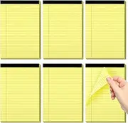WINKIO 6 Pack Legal Pads Refills Note Pads, Writing Pads 5 x 8 Inches, Yellow Memo Pads Lined Writing Note Pads, Letter Size Legal Pad Wide Ruled Lined Pads Legal Rule for School Office