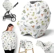 Sweet Jojo Designs Watercolor Dinosaur Dino Boy Infant Baby Car Seat Cover Nursing Breastfeeding High Chair Shopping Cart Stroller Carseat Canopy Carrier Multipurpose Use Green Blue Tan Modern Animal