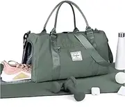 [Pakembl] Gym Bag Womens Mens with Shoes Compartment and Wet Pocket,Travel Duffel Bag for Women for Plane,Sport Gym Tote Bags Swimming Yoga,Waterproof Weekend Overnight Bag Carry on Bag Holdalls A5