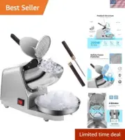 Electric 4 Blades Ice Crusher Shaver Snow Cone Maker Machine Silver 210lbs/hr...