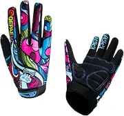 [Perfeclan] Kids Cycling Gloves, Non-Slip Children Full Finger Gloves for Bicycle Cycling Roller Skating Fishing