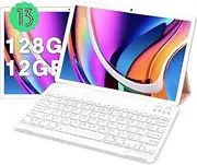 JUSYEA Android 14 Tablet 10 inch with 14GB RAM + 128GB ROM Octa-Core (1TB TF) | WiFi 5G | FHD | BT5.0 | GPS | 8000mAh | 8+5MP | Metal Body, Tablet with Keyboard, Mouse, Gold