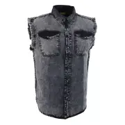 Biker Clothing MDM11678 Men’s Tie-Dye Wash Blk/Gry Sleeveless Shirt 100% Cotton