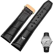 [AEHON] 20mm 22mm With Folding Buckle Bracelet Black Brown Genuine Leather Watch Band，For Maurice Lacroix Watches Strap Replace