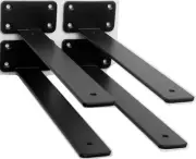 4 Pack - 12 inch Black Hidden L Shelf Bracket (1/5 Inch Thicked) Iron Shelf